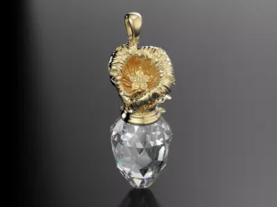 Flower pendant with big gem 3D print model