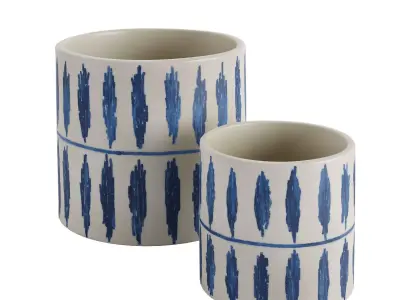 Blue and White Aztec Design Vase 3D model