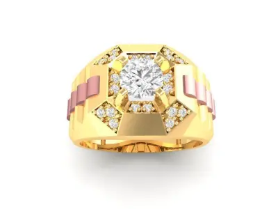 Luxury Two Tone Diamond Men Ring  177 3D print model