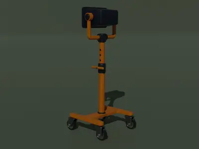 Spotlight orange medical cart on wheels Free low-poly 3D model