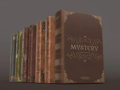 Old Book Collection Low-poly 3D model