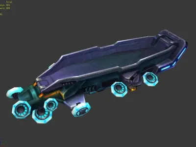 Space-mine field-running business car 3D model