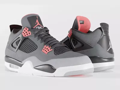 Jordan 4 Retro Infrared  Low-poly 3D model