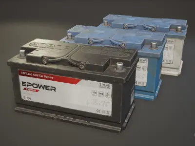 Car Battery 100 6CT 12 Volt - PBR Game Ready LODs Low-poly 3D model