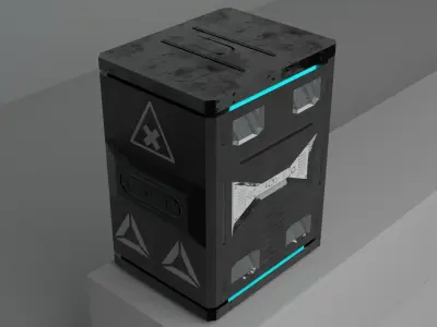 Game ready Low Poly PBR Sci-fi box - Box 3 of 5 Free low-poly 3D model