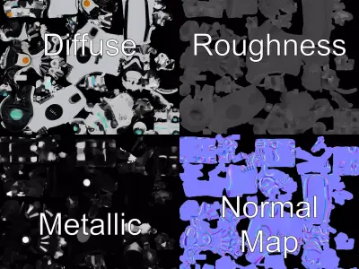 Futuristic Robotic Hand Model Pack Low-poly 3D model