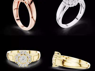 Luxury Diamond Cluster Halo Ring CAD Design for Fine Jewellery 3D print model