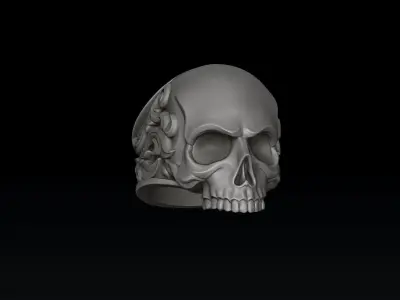 Ornamental Skull Pendant Ring Collection 3D print model
