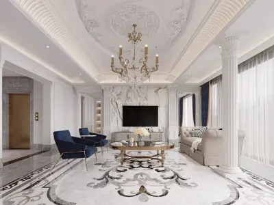 Luxury living room dining room interior scenes 43 3D model