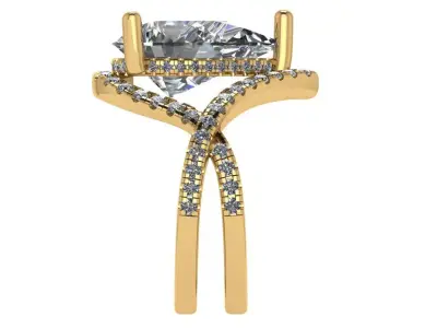 pear shape cross pointy solitare ring  3D print model