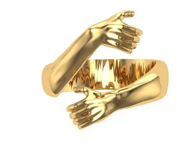 Hug ring hands ring 3D print model 3D print model
