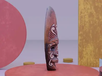 Decorative African wall Mask 10 high-poly 3D model