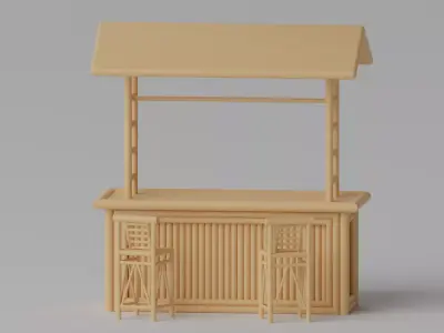 Tropical Bamboo Beach Bar Tiki 3D model