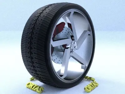 ORTAS CAR RIM 39-40 GAME READY RIM TIRE AND DISC 3D Model Pack