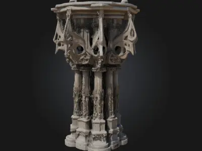Gothic Pillar of Imagination  A Monument to Fantasy and Faith 3D model