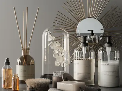 Elegant bathroom accessories 3D model