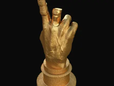 Golden Greek Hand Gesture Trophy 3D model