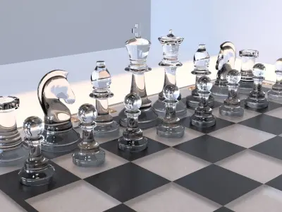 Glass Chess Set 3D model