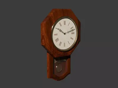 Classic Retro Regulator Wood Wall Clock Low-poly 3D model