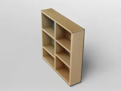 Minimalist Wooden Wall Shelf with Pastel Back Panels 3D model