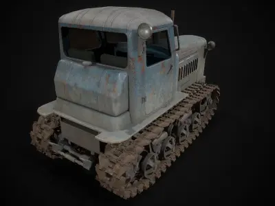 Soviet tractor DT-75 Low-poly 3D model