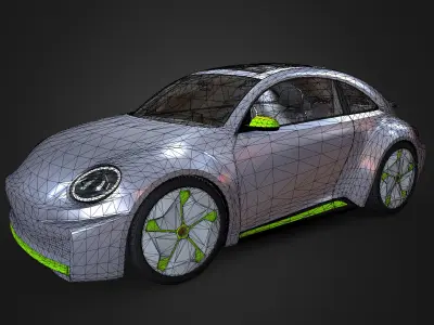 VW E-Beetle Concept Low-poly 3D model