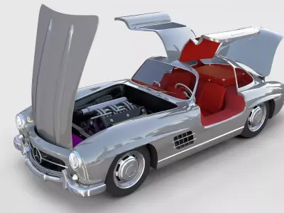 Fully Modelled Rigged Mercedes 300SL Gullwing rev 3D model