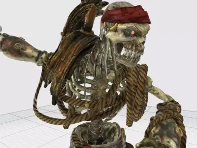 Spinal fighting swashbuckler Low-poly 3D model