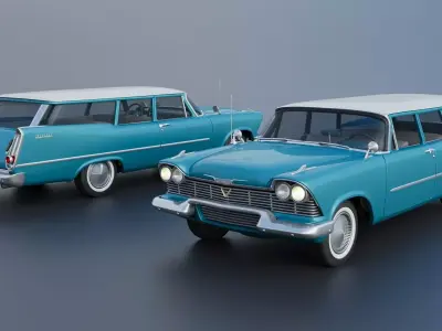 Plymouth Suburban 2Door 1958 3D print model