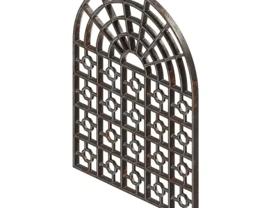 Rusty Iron Arch Window Grill 3D model