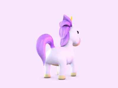 Cartoon Unicorn Low-poly 3D model