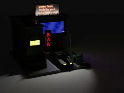 a scene in the style of the 90s Low-poly 3D model