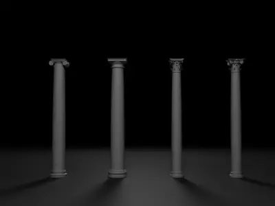 Columns and Fountain Pack HQ Assets Architectural - Game Design Low-poly 3D model
