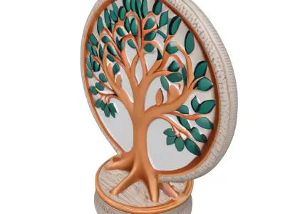 Elegant Tree of Life Sculpture Low-poly 3D model
