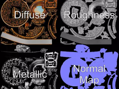 Ornate Copper Medallion model pack Low-poly 3D model