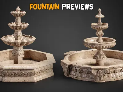10 Ornamental Fountain Base Mesh   Vol 15 Low-poly 3D model