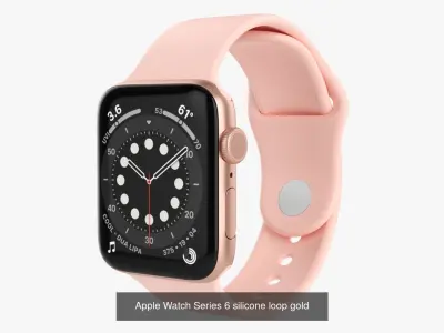 Apple Watch Series 6 silicone loop blue gold gray red silver 3D Model Pack