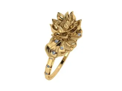The lotus flower ring 3D print model