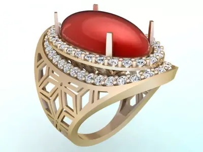 Gemstone Rings - Oval stone ring - Womens Rings 3D print model