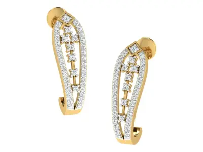Solitaire Women Drop Earring 3dm STL OBJ FBX Render Details 3D print model 10
