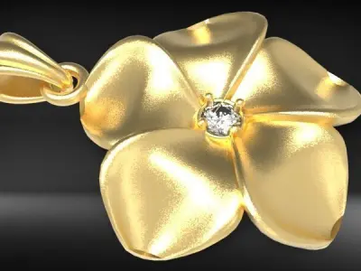 Beautiful Diamond Hawaiian  Plumeria Pendant Jewelry 3D print model
