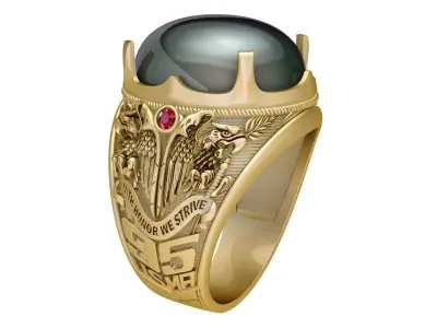 Luxury Red Stone Men Ring with Bold Engraved Design 1920 3D print model