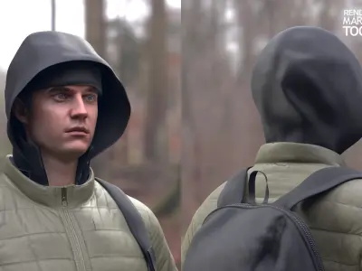 Man in Winter Outfit - Modular - Rigged Low-poly 3D model