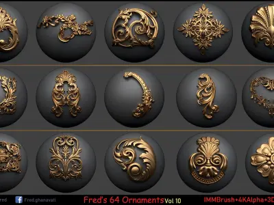 Fred ORNAMENT BRUSH Vol 10 -IMMBRUSH-3DMODELS-4kAlpha Low-poly 3D model