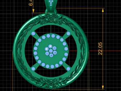 floral wheel Pendant 3D print model