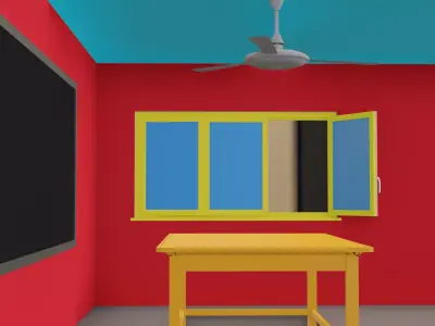 Cartoon classroom 3D Model LOW POLY  Low-poly 3D model