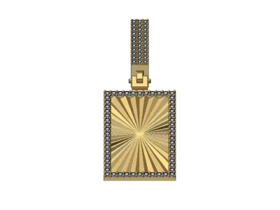 Faceted diamond rectangular pendant with iced bail 3D print model