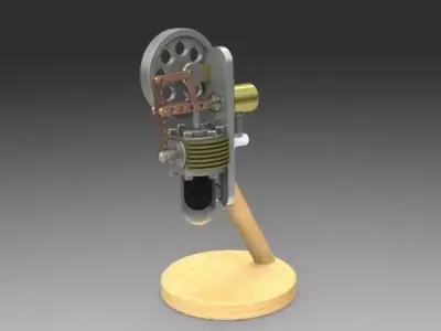Vertical Stirling Engine Free 3D model