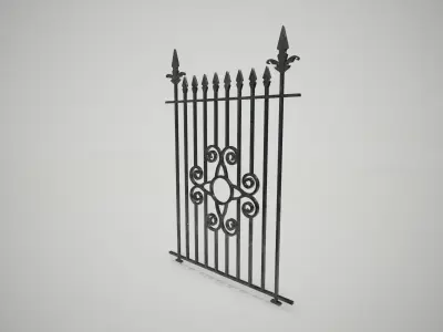 Ornate Wrought Iron Fence Design 1 3D model