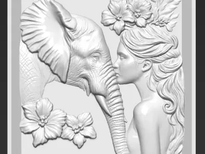 Elephant and a Girl A53 3D print model